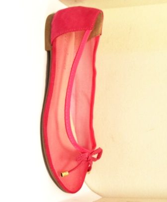 Balerini dama roz din panza transparenta fina cu accesoriu tip funda