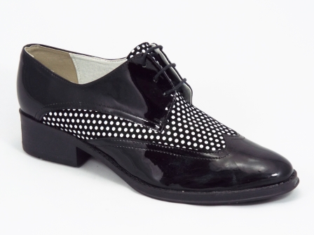 Pantofi dama piele negri lac Flores