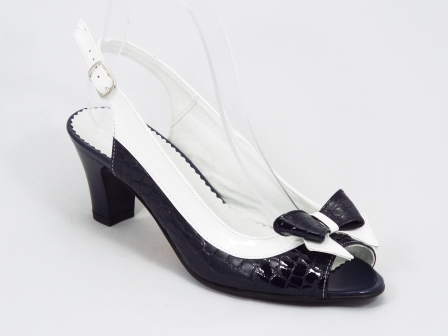 Sandale dama piele negre cu alb Herta2