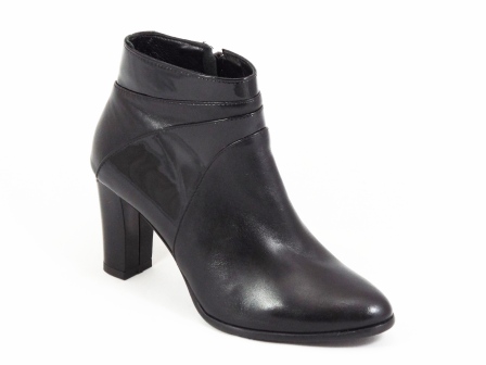 Ghete dama piele negre lac toc 7,5 cm Jenna