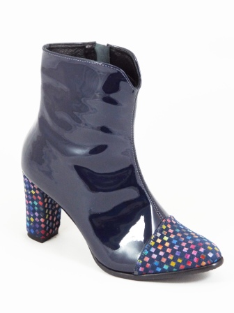 Ghete dama albastre piele lac toc 8 cm Lollyta