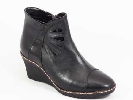 Ghete dama piele negre ortopedice toc 6 cm Retty