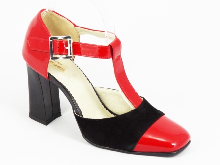 Sandale dama rosii piele lac toc 8 cm Ioana