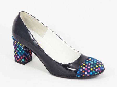 Pantofi dama piele albastri lac toc 6,5 cm Irynna