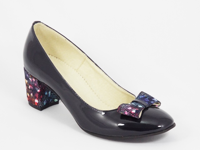 Pantofi dama piele albastru inchis toc 5,5 cm Soryna