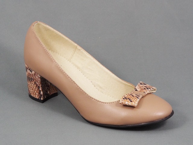 Pantofi dama piele bej toc 5,5 cm Soryna
