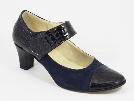 Pantofi dama piele albastri toc 6 cm Serra