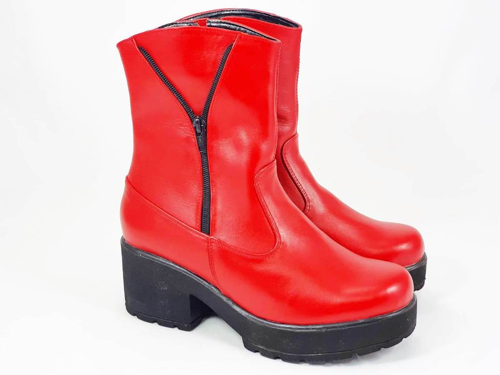 Ghete dama piele rosii Alexandra