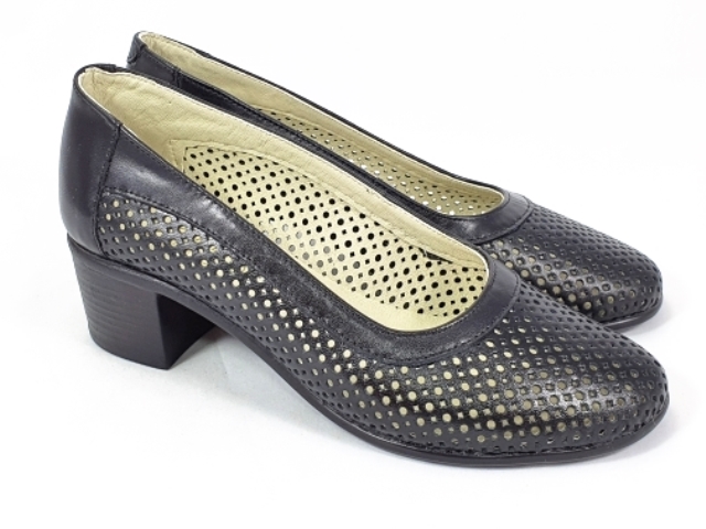 Pantofi dama piele negri perforati Florina