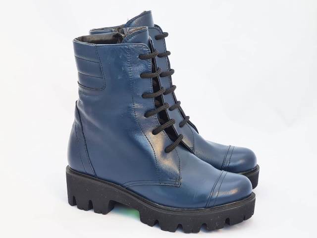 Ghete dama piele bleumarin tip bocanc Elvira