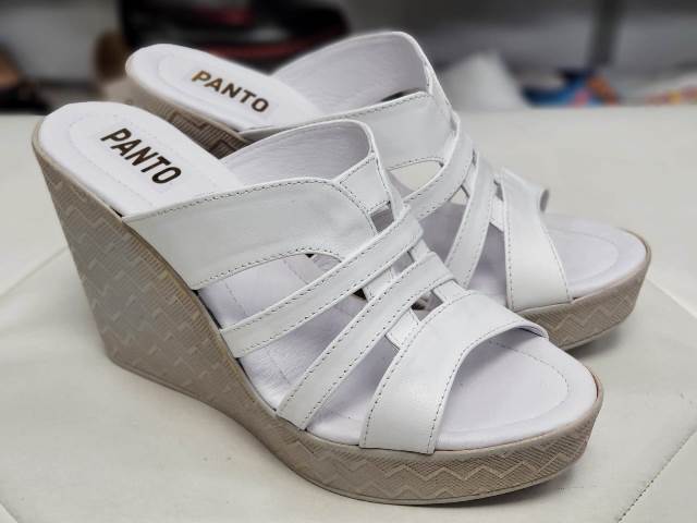 Papuci dama piele albi Ana