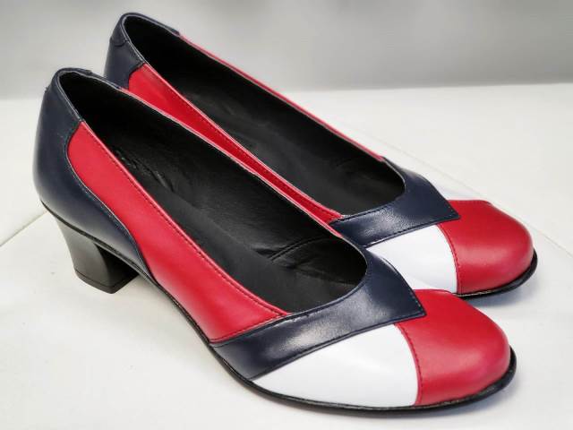Pantofi dama piele bleumarin cu rosu Olivia