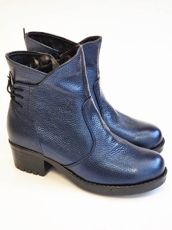 Ghete dama piele bleumarin Teo