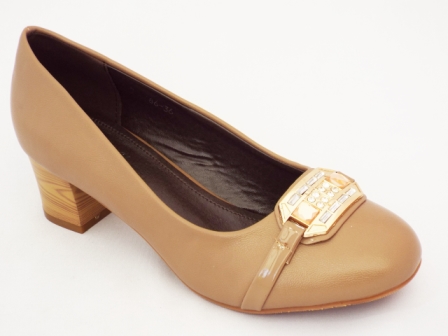 Pantofi dama camel cu toc de 5 cm