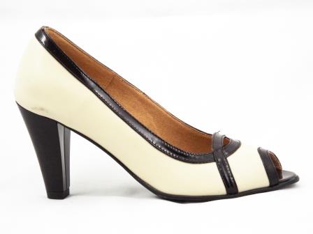 Pantofi dama Rexyo bej din piele naturala cu toc de 7 cm