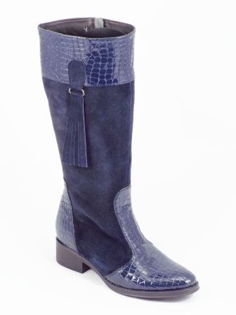 Cizme dama piele croco albastre toc 3,5 cm Greka