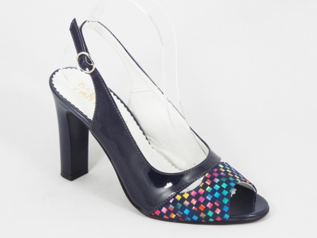 Sandale dama piele bleumarin lac toc 9 cm Henna