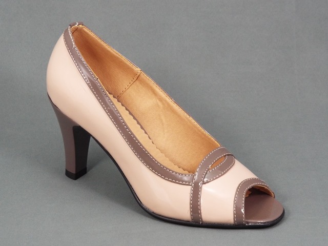 Pantofi dama piele lac bej toc 8 cm Rona
