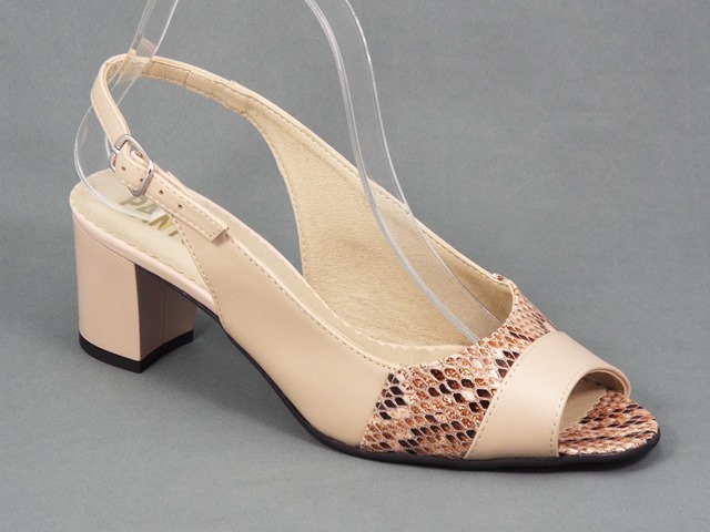 Sandale dama piele bej toc 5,5 cm Elysa