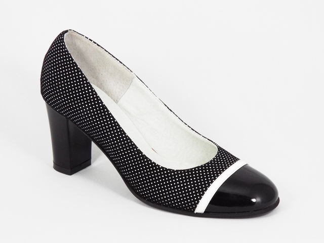 Pantofi dama piele negri toc 7 cm Gynna