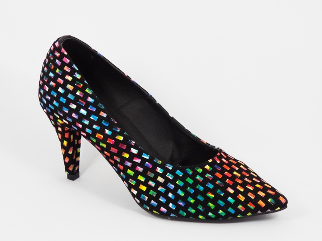 Pantofi dama piele intoarsa negri toc 8 cm Daniela