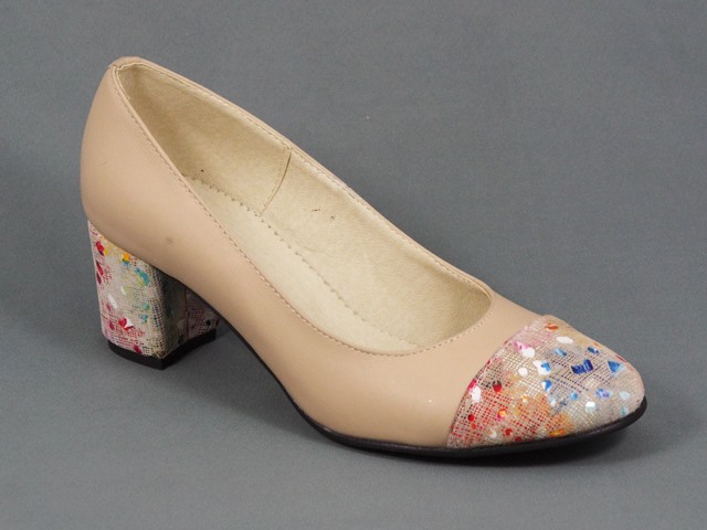 Pantofi dama piele bej toc 5,5 cm Doryna