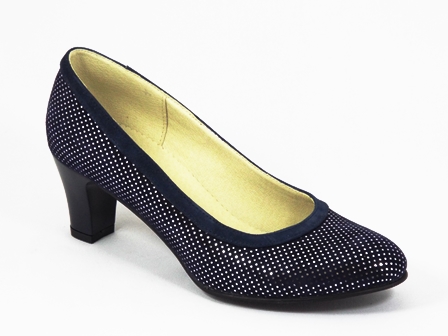 Pantofi dama piele albastri toc 6 cm Flores