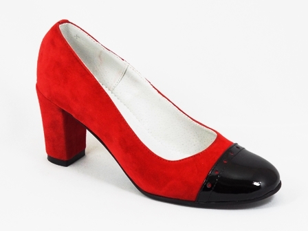 Pantofi dama piele rosii toc 7,5 cm Dory