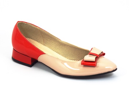 Pantofi dama piele bej-rosu Zytte