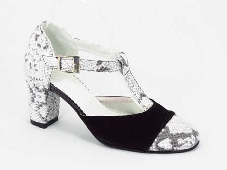 Pantofi dama piele negru cu gri Zonya
