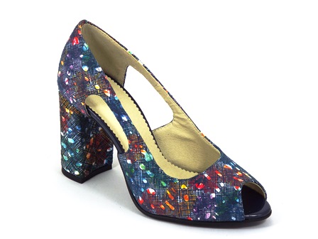 Sandale dama piele albastru floral Doyna2