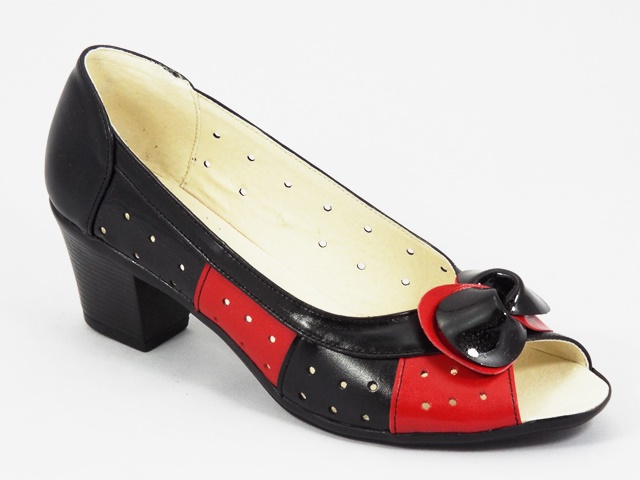 Sandale dama piele negru cu rosu Anita