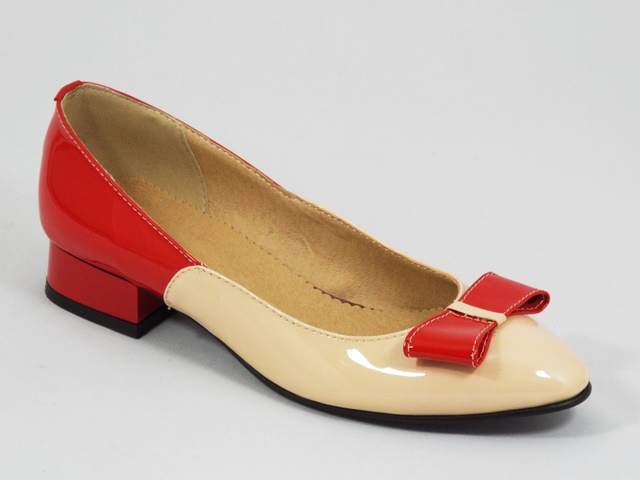 Pantofi dama piele bej-rosu Zytte2