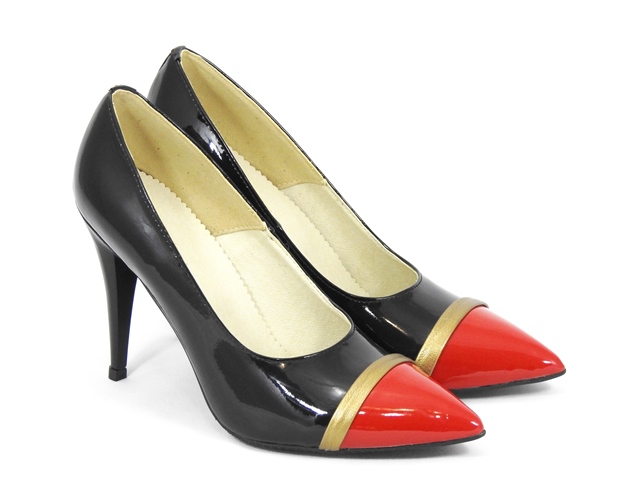 Pantofi dama piele negri stiletto Gloria