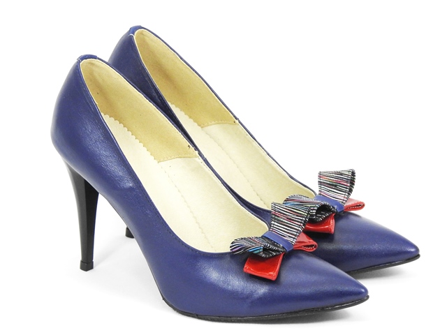 Pantofi dama piele albastri stiletto Elvira