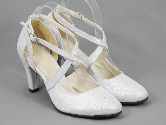 Sandale dama piele alb perlat Dorina