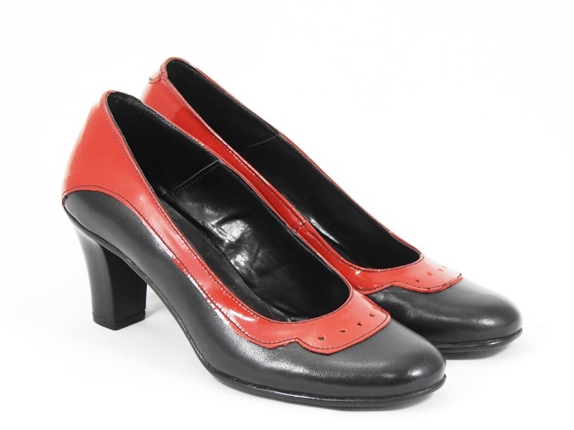 Pantofi dama piele rosii cu negru Coryna