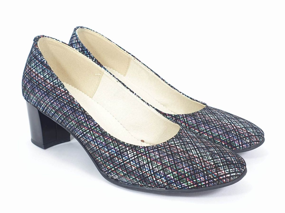 Pantofi dama piele negri cu pastel Alina