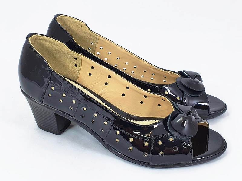 Sandale dama piele lacuita negre Anita