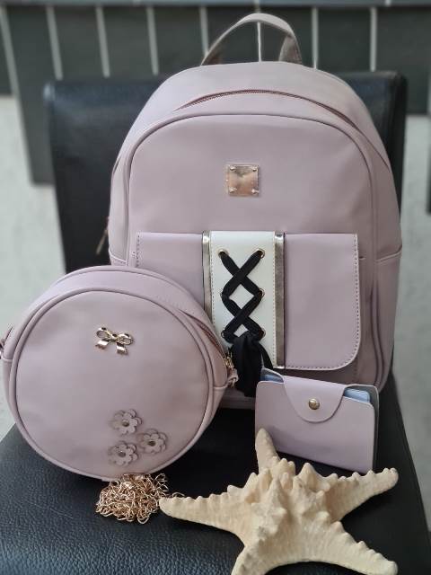 Rucsac dama roz 3 in 1 Amalia