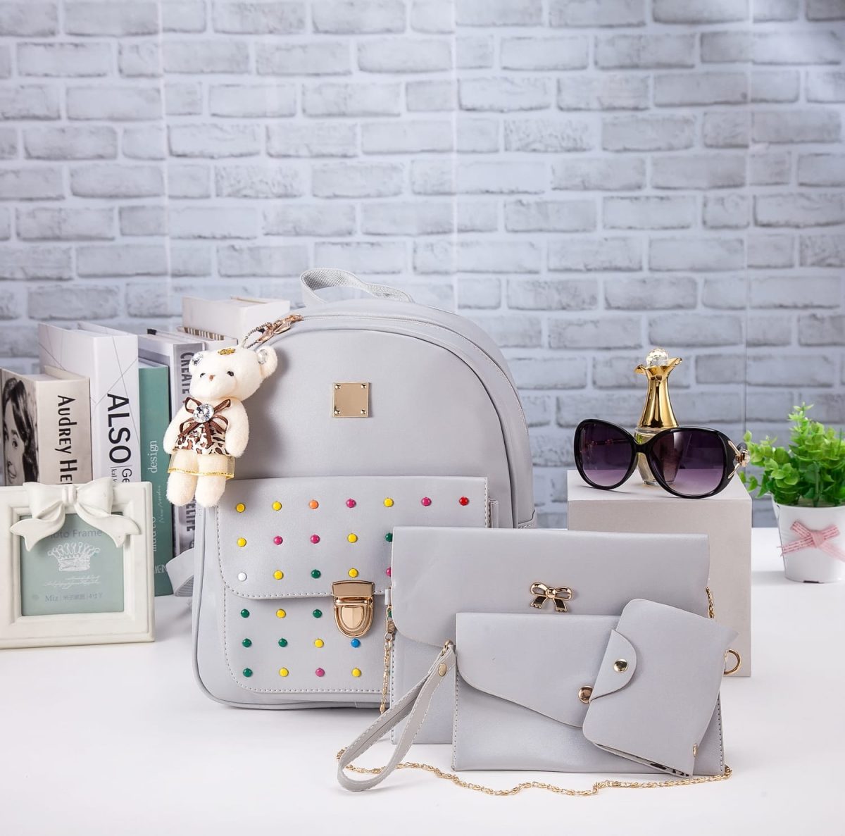 Rucsac dama gri 4 in 1 Alma