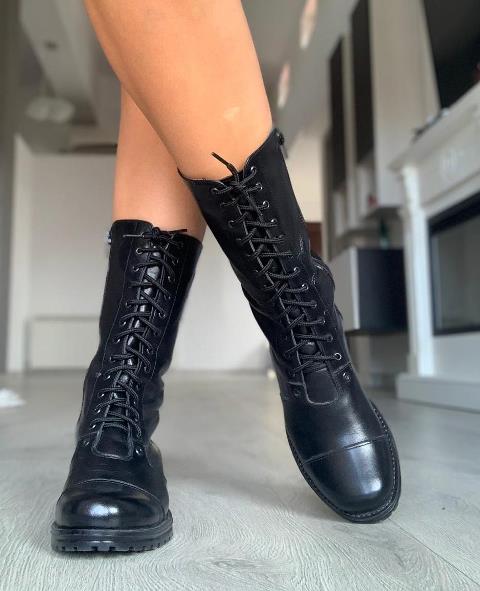 Ghete dama piele negre tip bocanc Dana