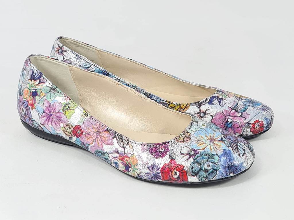 Balerini dama piele argintiu floral Alma