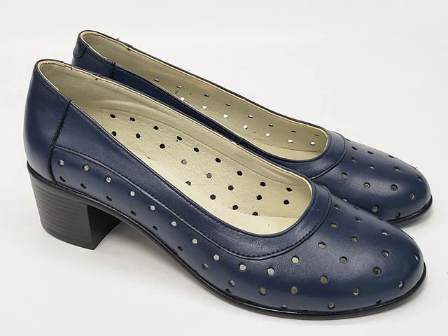 Pantofi dama piele bleumarin perforati Zoia