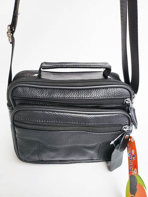 Geanta barbati piele naturala neagra David2