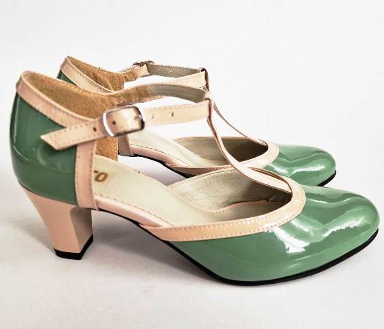 Pantofi dama verzi piele lac toc 6 cm Doina
