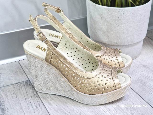 Sandale dama piele aurii Valentina