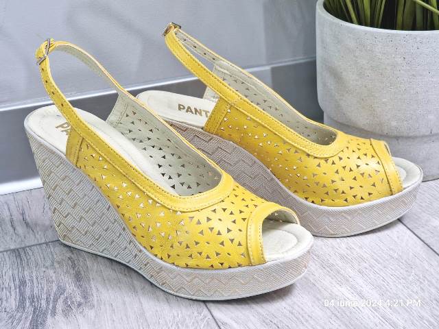 Sandale dama piele galbene Valentina