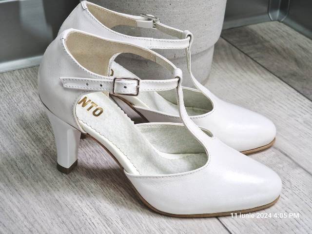 Pantofi dama piele albi Teodora
