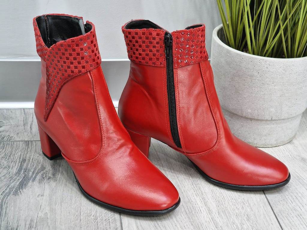Ghete dama piele rosii Elena